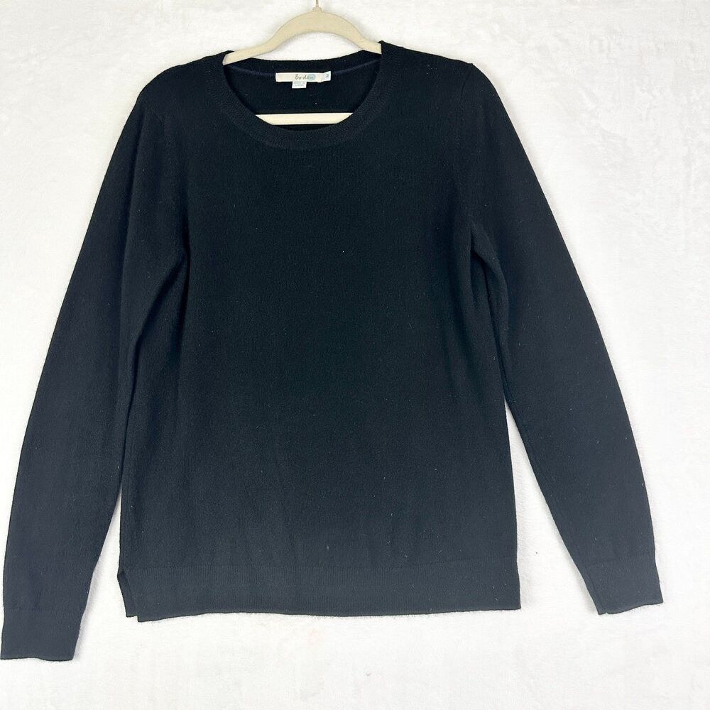 Boden Womens Cashmere Sweater Size Medium Black Crewneck Minimalist Quiet Luxury